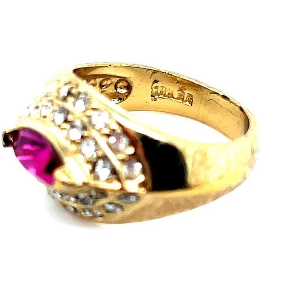 18K GE Red/White Stone Ring - Picture 4 of 9